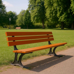 Banc en bois exotique pour espace public 6 lames