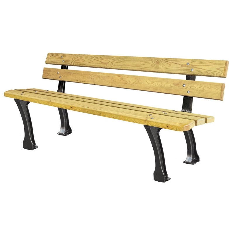 Banc en bois pin et piétement fonte traité antirouille. Banc en bois pin et piétement fonte traité antirouille.