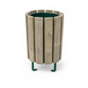 Corbeille de rue en bois ronde