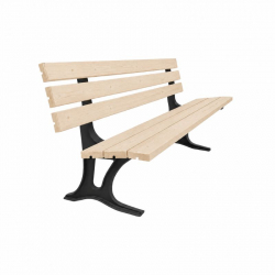 Banc public en pin et piètement en fonte