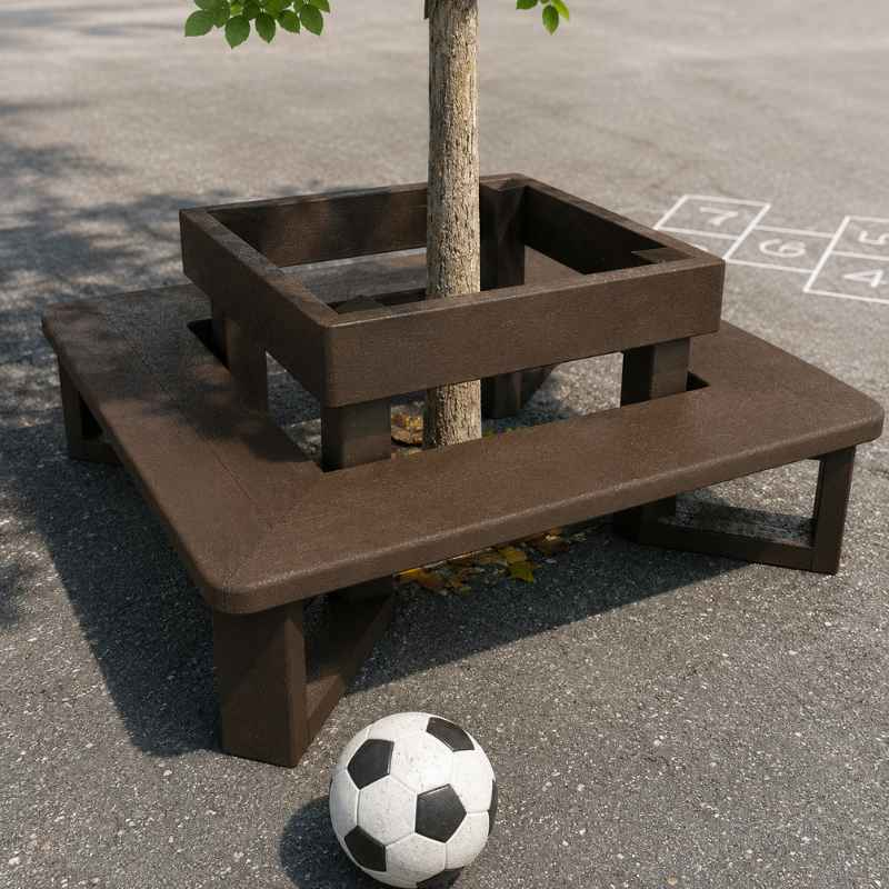 Banc tour d'arbre en plastique recyclé pour enfants