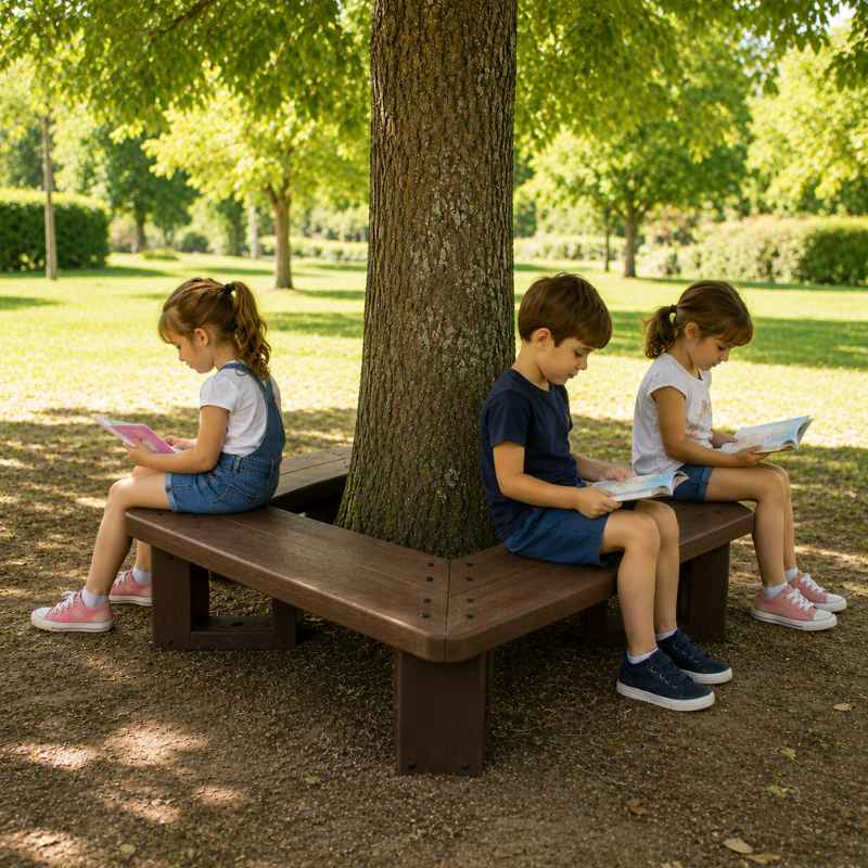 Banquette entourage d'arbre en plastique recyclé pour les enfants
