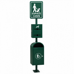 borne de propreté canine avec distributeur de sacs et poubelle