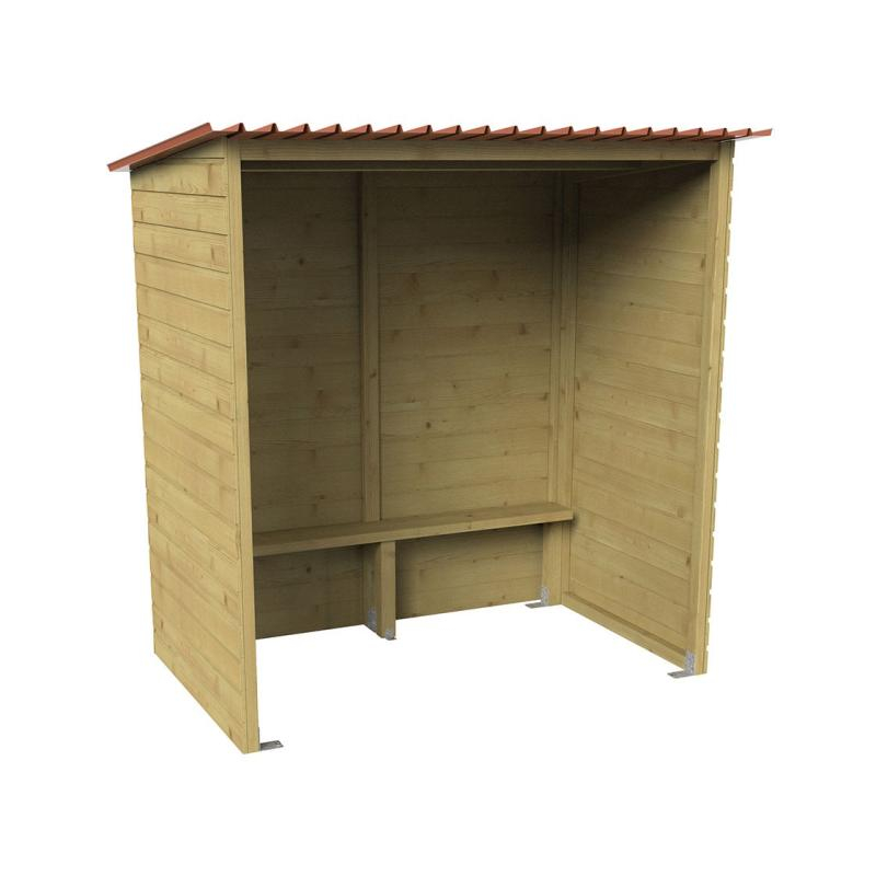 Abribus en bois de 2000 mm avec 2 bardages latéraux