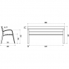 Dimensions du banc en pin et fonte ductile