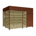 Abri vélos sécurisé Horizon de 4 m en acier aspect Corten avec bardages en bois