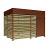 Abri vélos sécurisé Horizon de 4 m en acier aspect Corten avec bardages en bois
