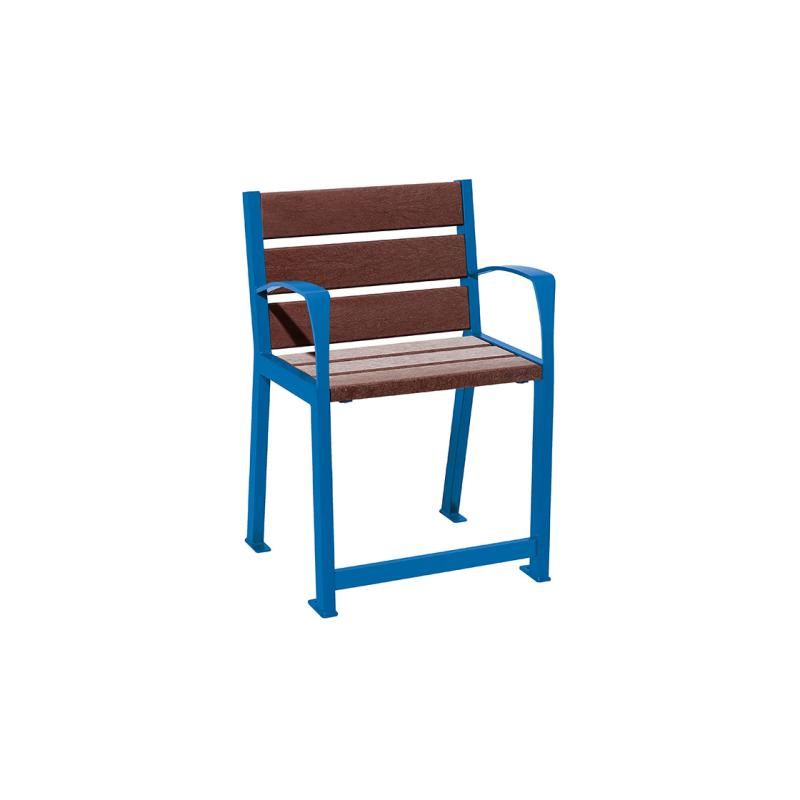 Fauteuil plastique recyclé adapté sénior acier bleu