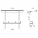 Dimensions du banc sénior en bois