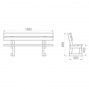 Dimensions du banc en bois pour collectivités
