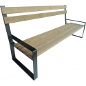 Banc urbain en bois Dallas avec piétement acier