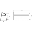 Dimensions du banc en pin et fonte ductile