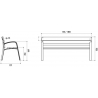 Dimensions du banc en pin et fonte ductile