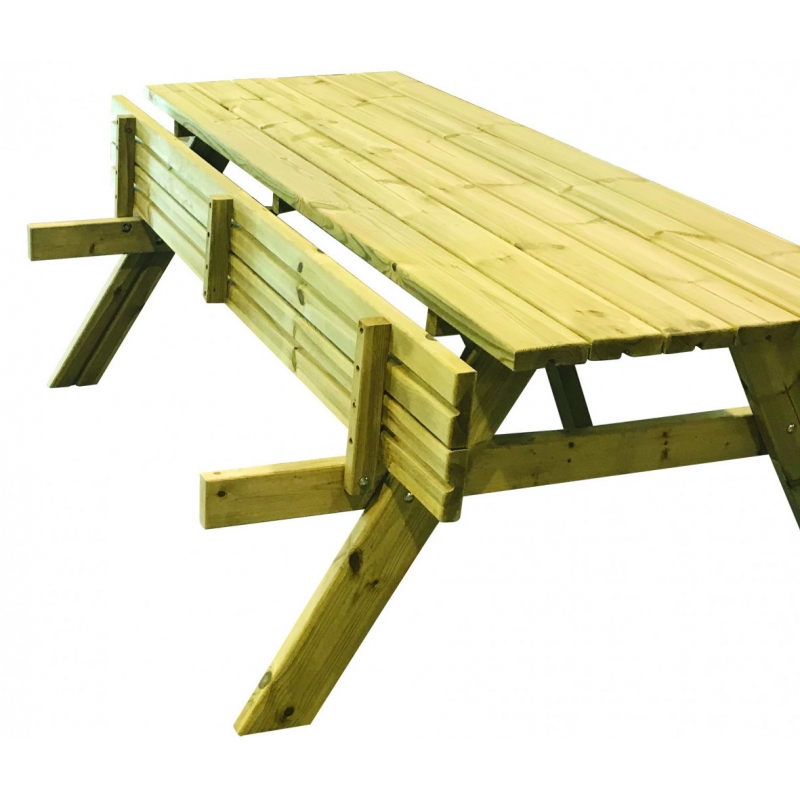 Table Pique Nique En Bois Avec Bancs Longueur 200 Cm Garden 200b