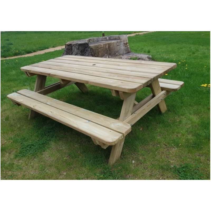 Table de pique-nique en bois légère et robuste 6 places